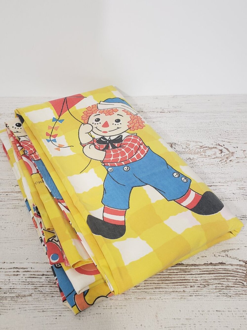 Raggedy Ann & Andy Flat Twin Sheet Bob Merrill Company 1960s 1970s vintage Retro